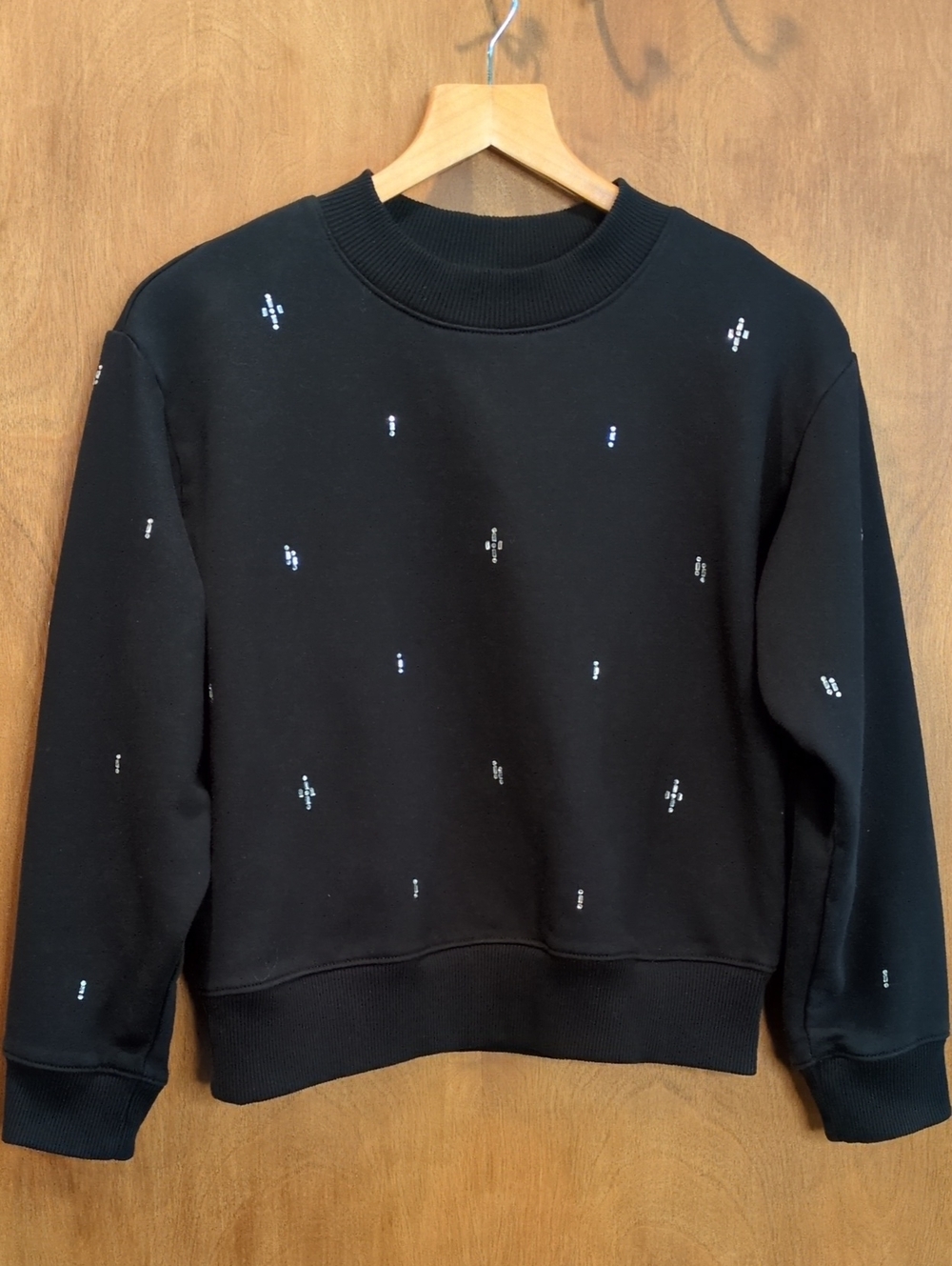a new day Rhinestone Embellished Crew Neck Sweatshirt In Black Size XS